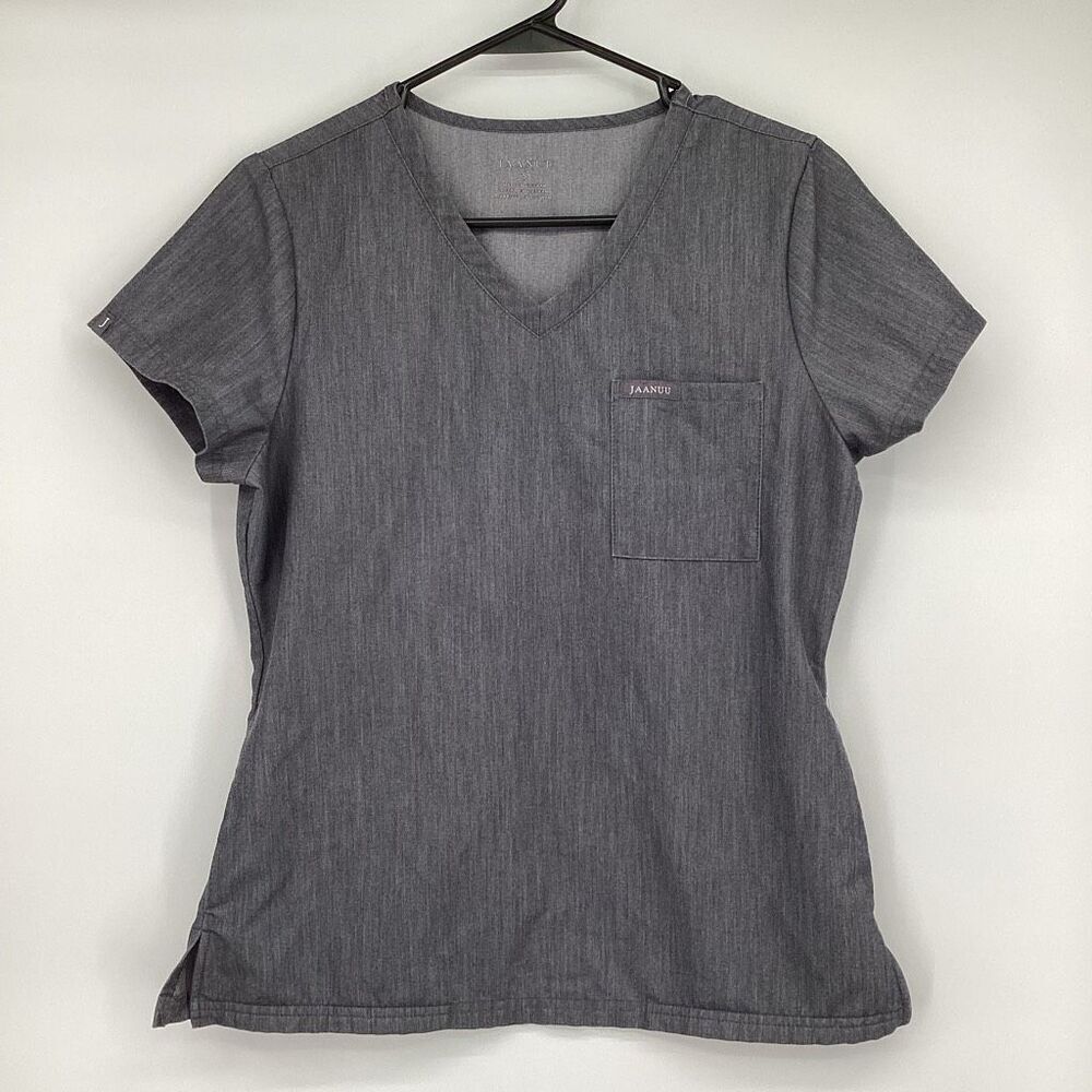 Ladies‎ Jaanuu Scrub Top Medical Uniform Gray Small